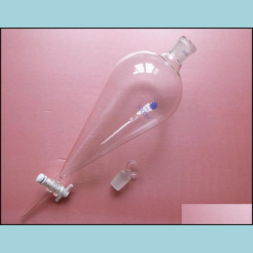 wholesale 1000ml 24/29 pyriform separatory drop funnel 1l ptfe stopcock glass stopper chemistry labware