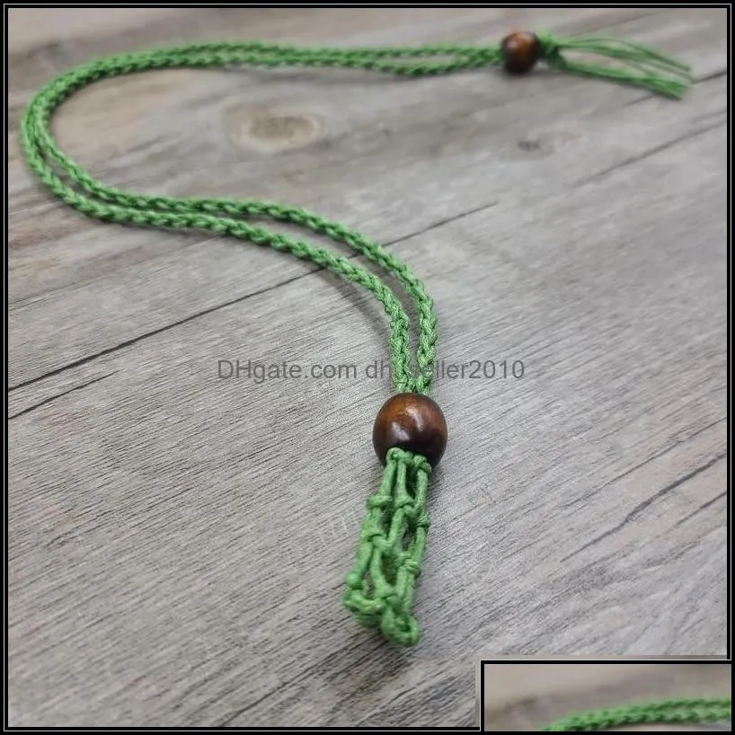 pendant necklaces ecofriendly 100 linen cord bead necklace interchangable rame crystal pendant pouch net c3 drop deliv dhseller2010