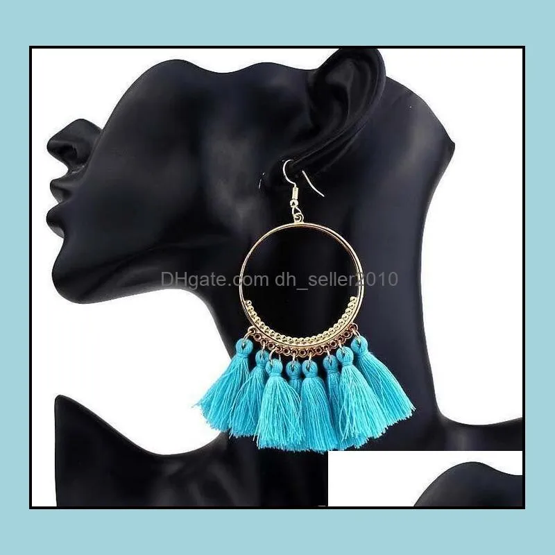 bohemian statement tassel dangle earrings for women vintage round long drop earring wedding party bridal fringed jewelry gift 12 colors