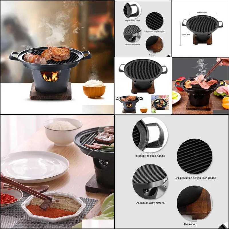 creative japanese style one person cooking oven home wooden frame alcohol stove gift mini barbecue oven grill korean bbq 210724