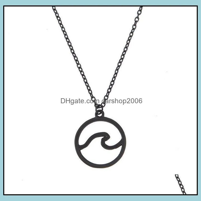 wave necklace for women wholesale nautical jewellry gift ocean silver color jewelry simple beach pendant necklaces