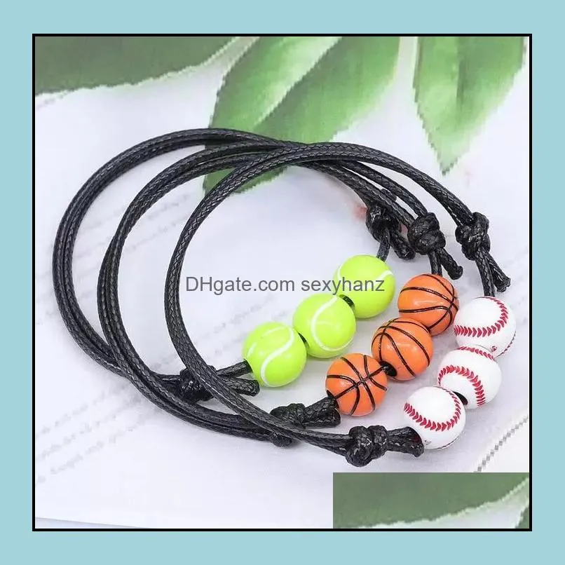 handmade tennis ball wax bracelet summer beach jewelry couple gift basketball baseball sports charm bracelets for men women