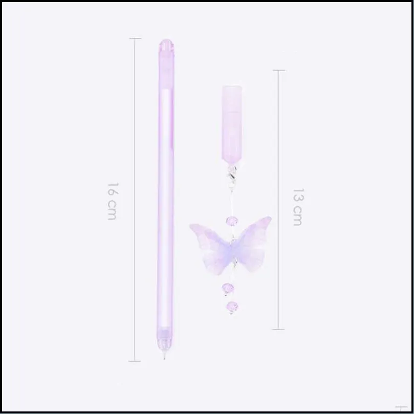 1pc cute butterfly pens pendant neutral pens kawaii crystal gel for kids gift school office supplies stationery