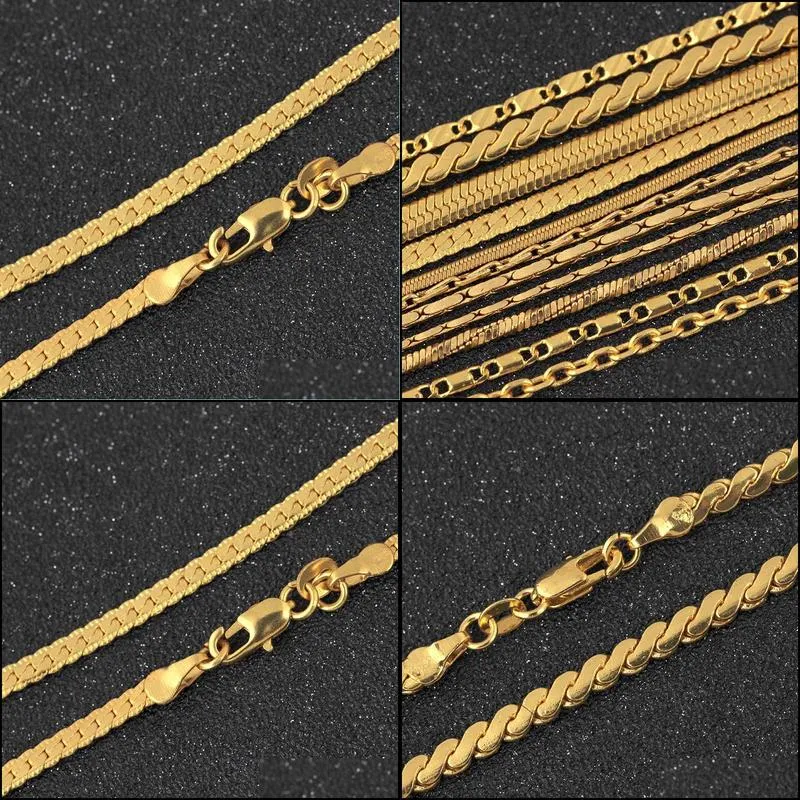 men necklace gold tone snake chain  cuba link with round box and wheat chains stainless steel choker jewelry