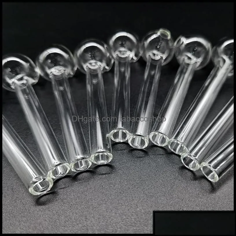 Smoking Pipes Glass Oil Burner Pipe Bong 10Cm Length Thick Pyrex Clear High Quality Tobacco Dry Herb Burners Smoke Access Tabaccoshop