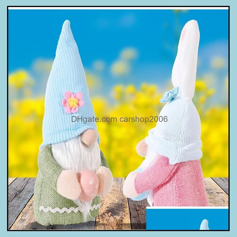 easter bunny gnome decoration dwarf rabbit faceless doll christmas decor plush home party decorations kids toys standing post