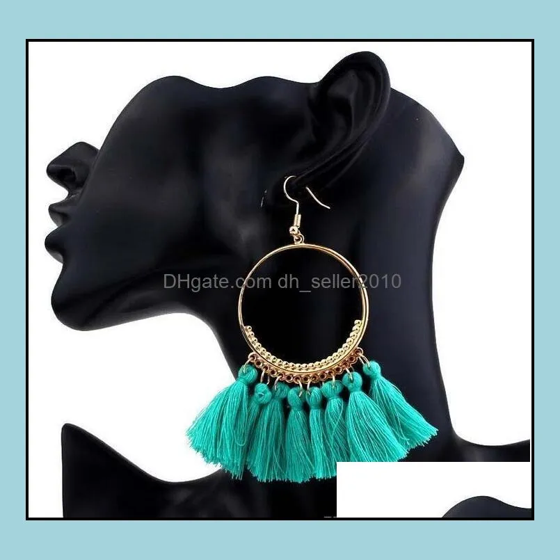 bohemian statement tassel dangle earrings for women vintage round long drop earring wedding party bridal fringed jewelry gift 12 colors