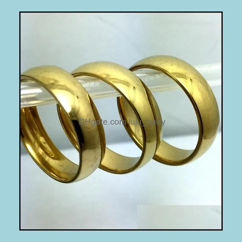 wholesale 30pcs 6mm simple band gold 316l wedding engagment stainless steel rings jewelry finger ring comfort