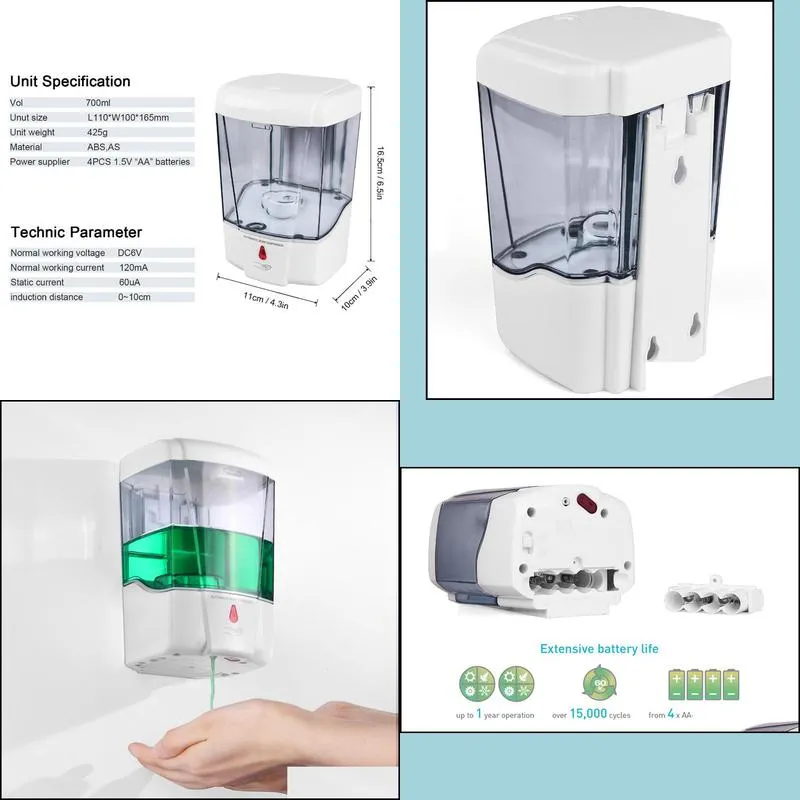 in stock 700ml wallmounted automatic soap dispenser touchless hand soap machine spray hand hygiene sensor protective hand cleaner