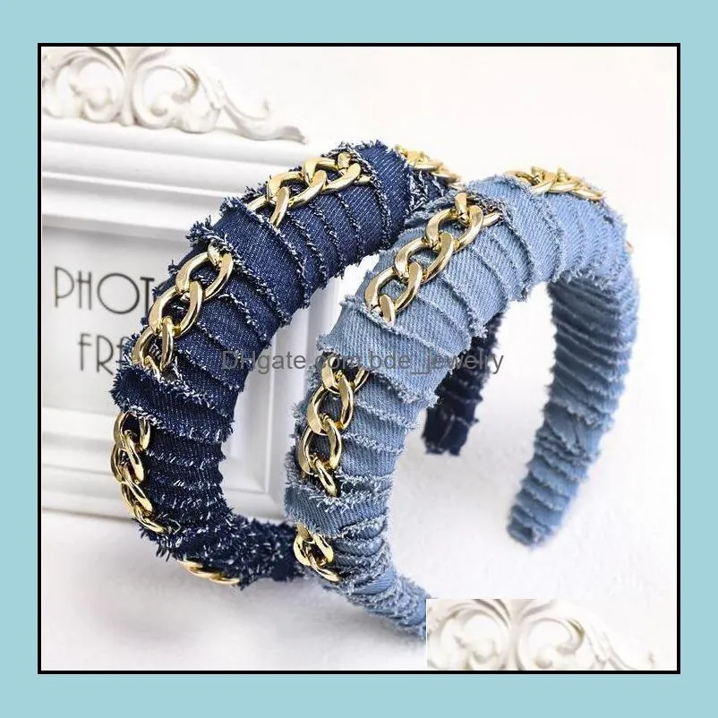 women wide jean fabric hair bands jewelry 9 styles fashion creative sponge denim headband hair hoop headwear for girls dhs fast ship