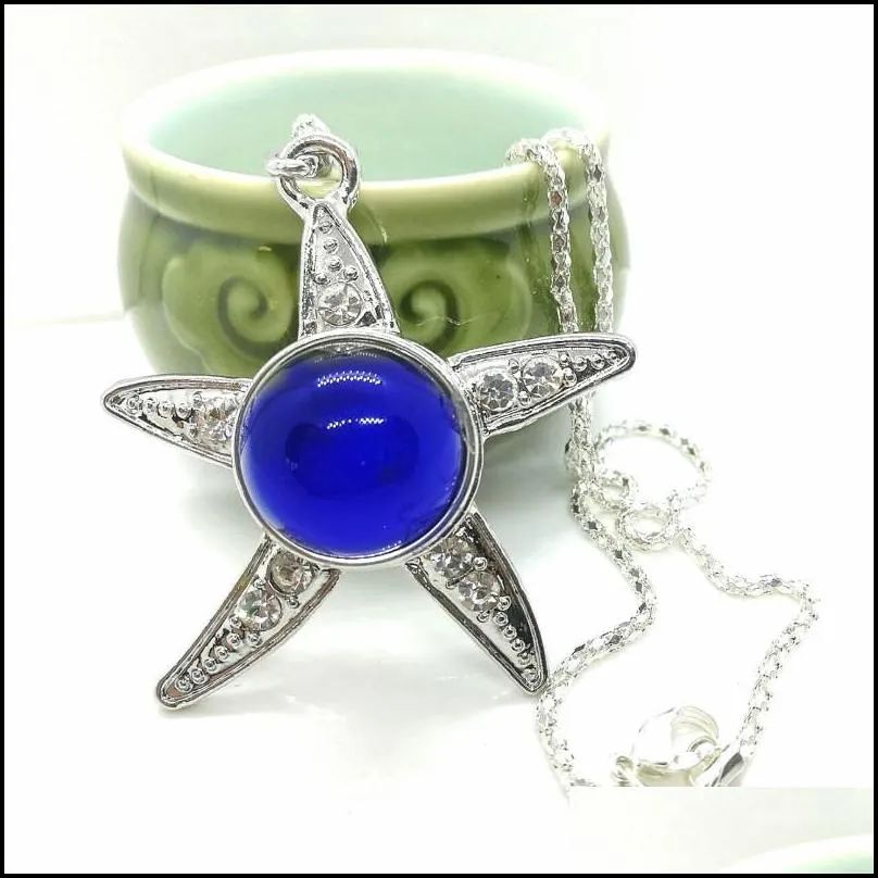 mood necklaces star pendant necklace temperature control color change necklace stainless steel chain jewelry women