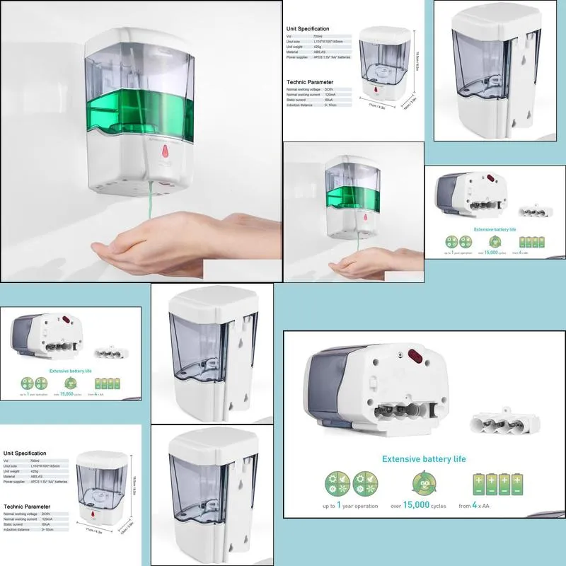 in stock 700ml wallmounted automatic soap dispenser touchless hand soap machine spray hand hygiene sensor protective hand cleaner