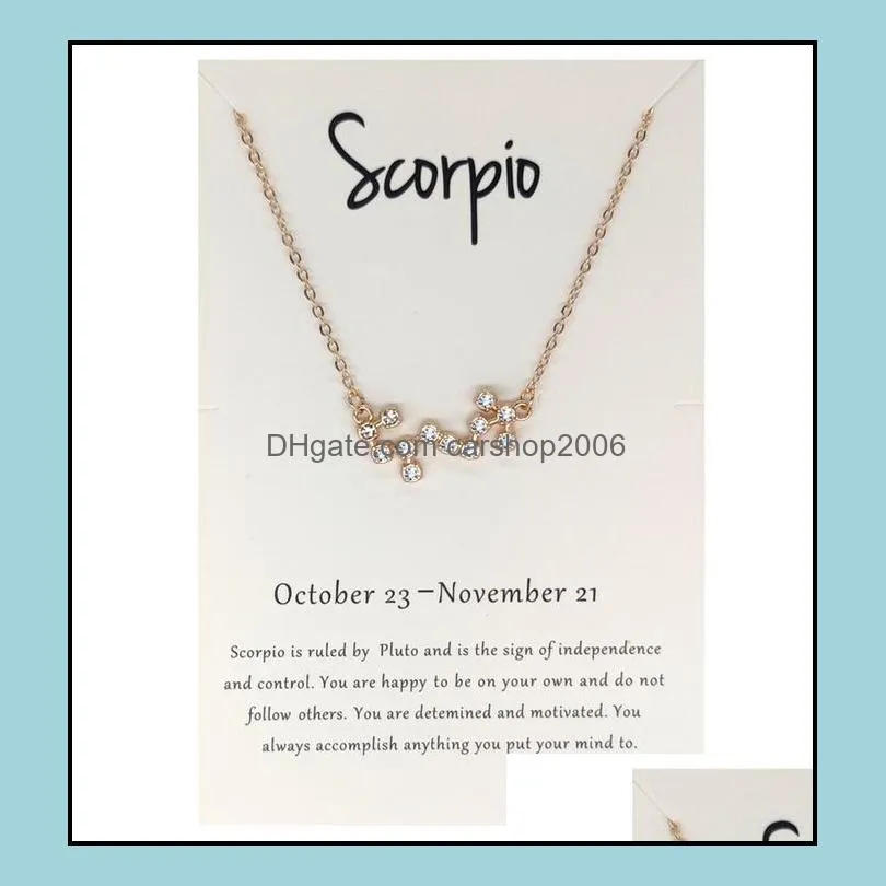 12 constellation zodiac sign necklace horoscope zircon korean jewelry star galaxy libra astrology with retail card