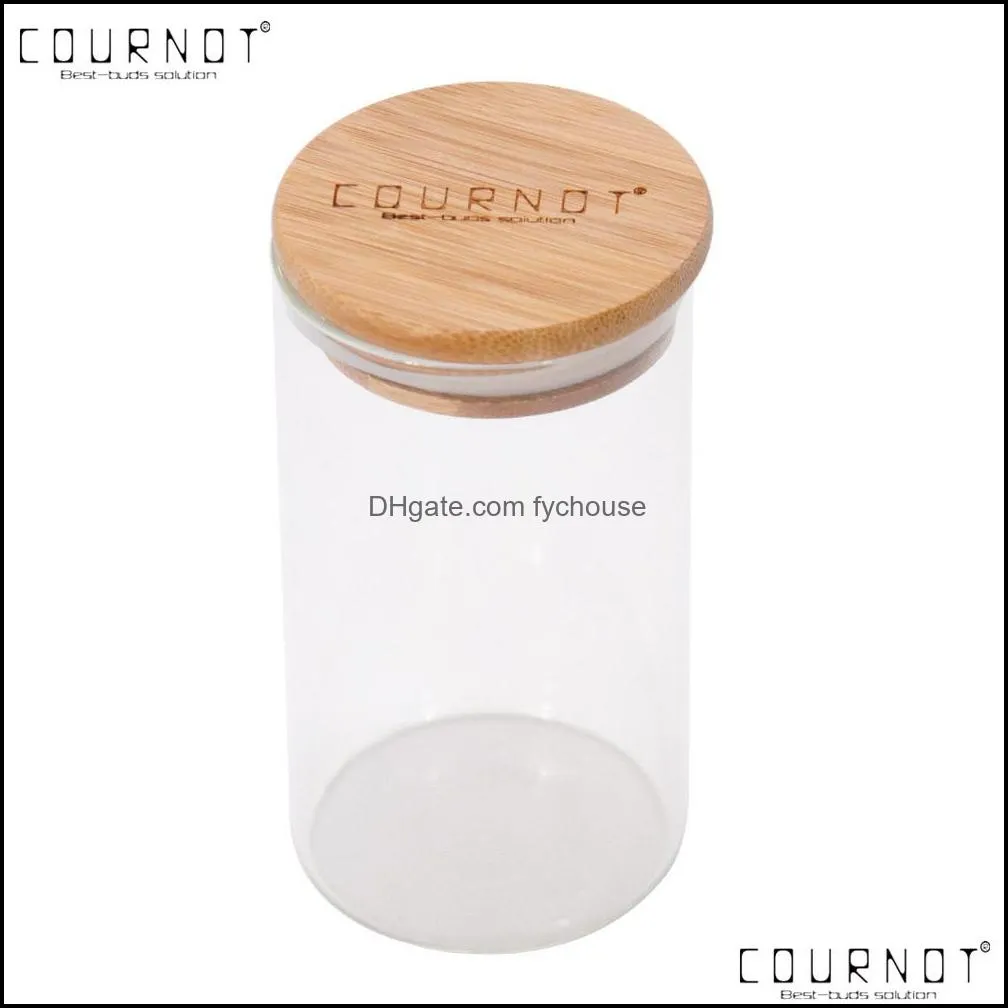 cournot handmade clear glass storage jar with bamboo lid 361ml big capacity volume airtight glass multiuse containers for herb