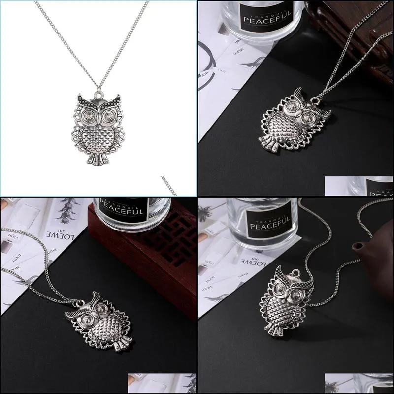 owl necklace vintage hollow cute owl pendant necklace retro hollow carved sweater chain for women long necklaces