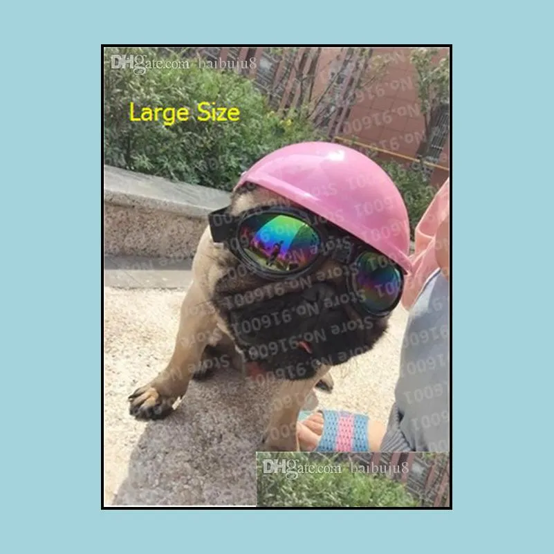 wholesale2016 new arrival dog helmets for motorcycles with sunglasses cool abs fashion pet dog helmet multicolor plastic pet protect