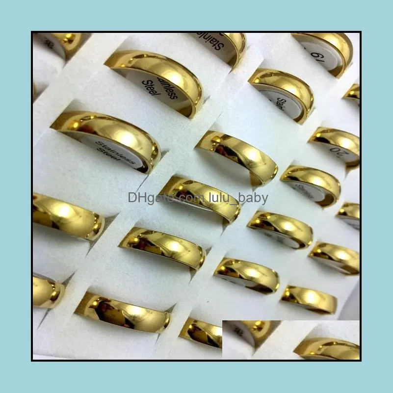 wholesale 30pcs 6mm simple band gold 316l wedding engagment stainless steel rings jewelry finger ring comfort