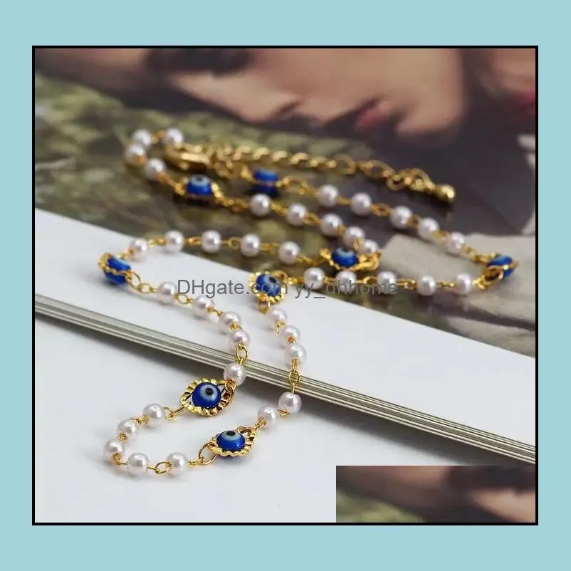 gold evil blue eye choker lucky turkish pearl eyes necklace for women girls jewelry party gift wholesale