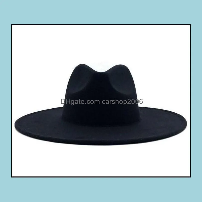 9cm wide brim hats top jazz formal hat men women panama cap felt fedora caps lady man woman trilby chapeau fashion accessories