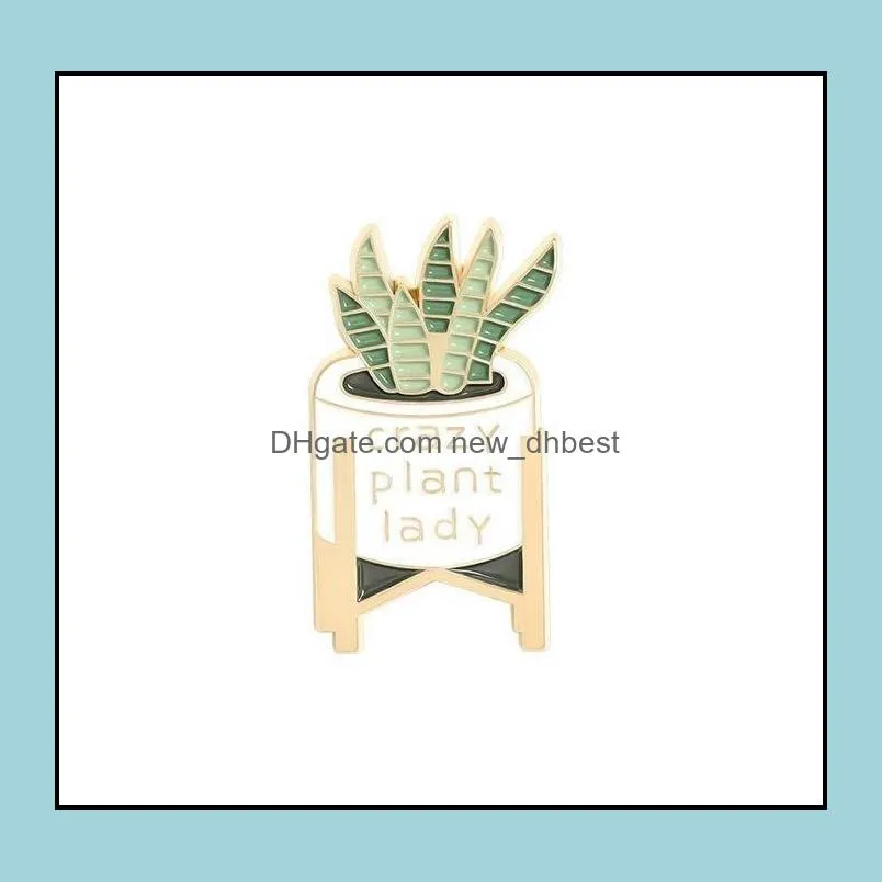 cute plant green metal brooches pin enamel brooches pins for women men gift fashion jewlery
