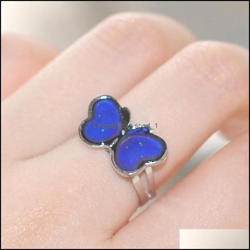 bulk lots 30pcs teenage cute vintage mood rings style mix geometry sun butterfly women kids design adjustable temperature changing color gifts accessories