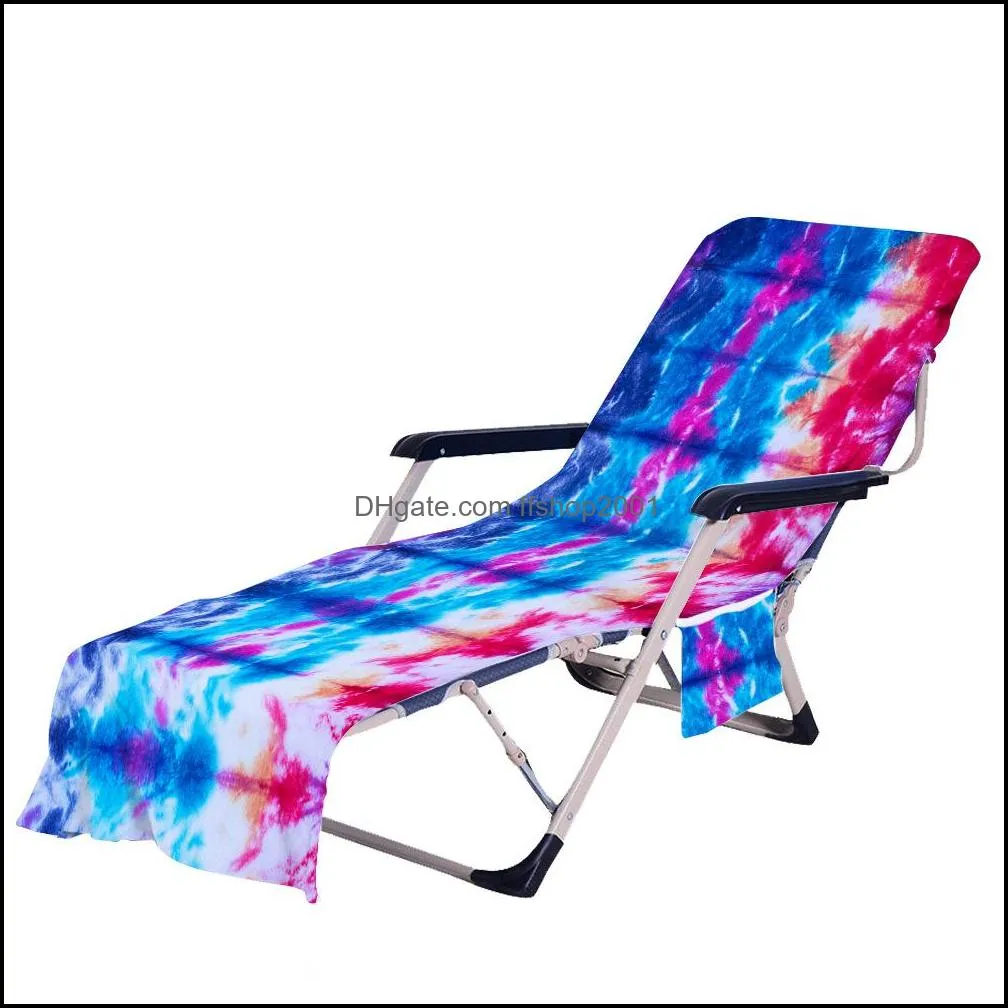 tie dye beach chair cover with side pocket colorful chaise lounge towel covers for sun lounger pool sunbathing garden