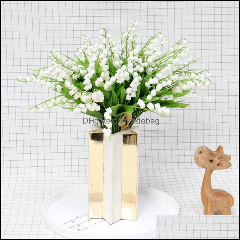 artificial orchid flower lily of the valley flower simulation plastic valley lily for wedding home showcase decorative flowers