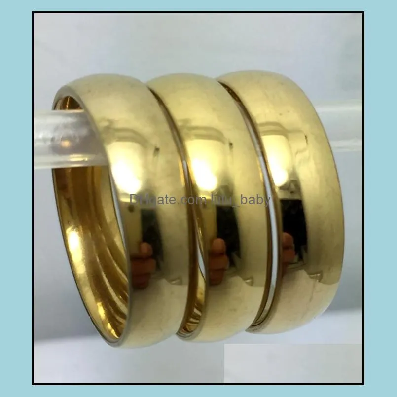 wholesale 30pcs 6mm simple band gold 316l wedding engagment stainless steel rings jewelry finger ring comfort