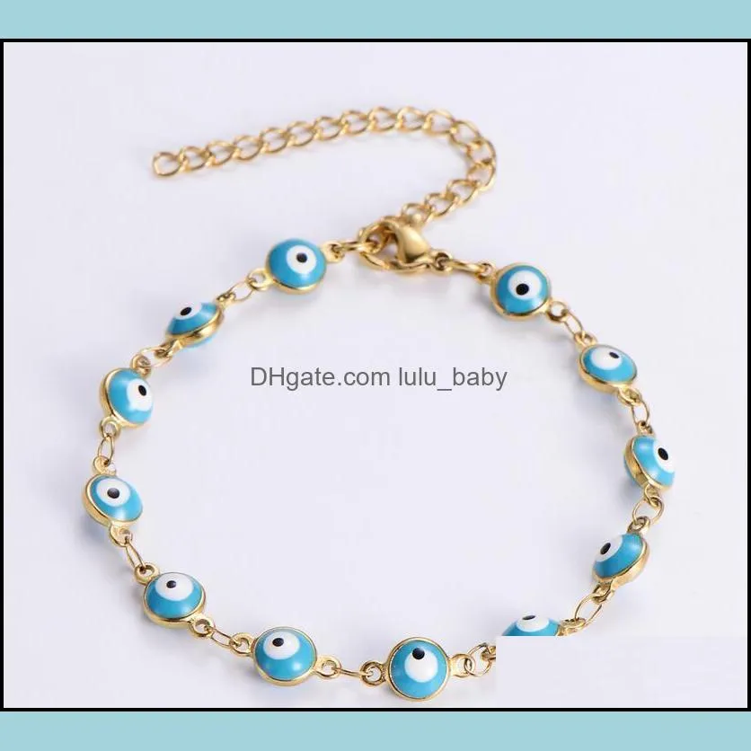 evil eye charm chain bracelet for women classic stainless steel wrap bangle women fashion jewelry gift