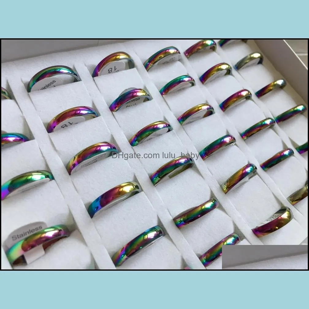 wholesale 100pcs 4/6 8mm comfortable 316l stainless steel rings fashion band gift jewelry ring man women