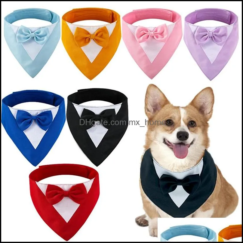 pet triangle bibs scarfs adjustable collar gentleman bow tie suit novelty bandanas dog apparel supply