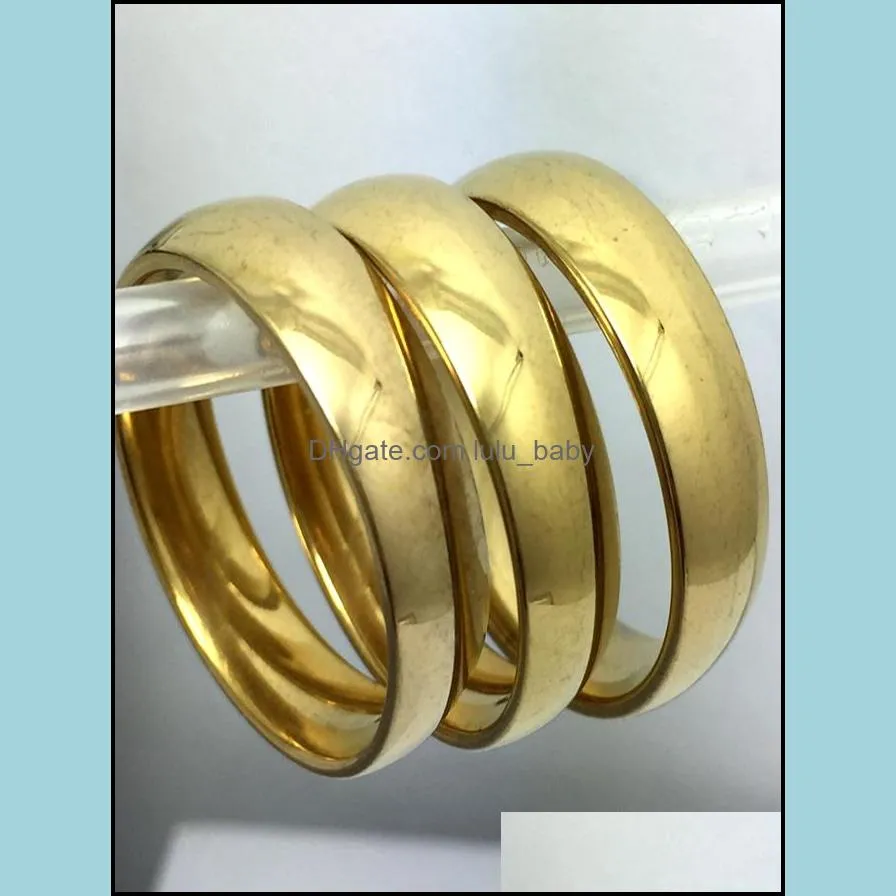 wholesale 30pcs 6mm simple band gold 316l wedding engagment stainless steel rings jewelry finger ring comfort