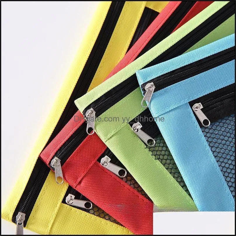 binder pencil pouch with double zipper mesh window document bag perfect for office supplies travel storage bags