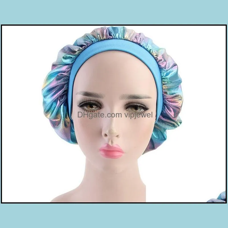 muslim women wide stretch silk satin breathable bandana night sleeping turban hat headwrap bonnet chemo cap hair accessories epacket