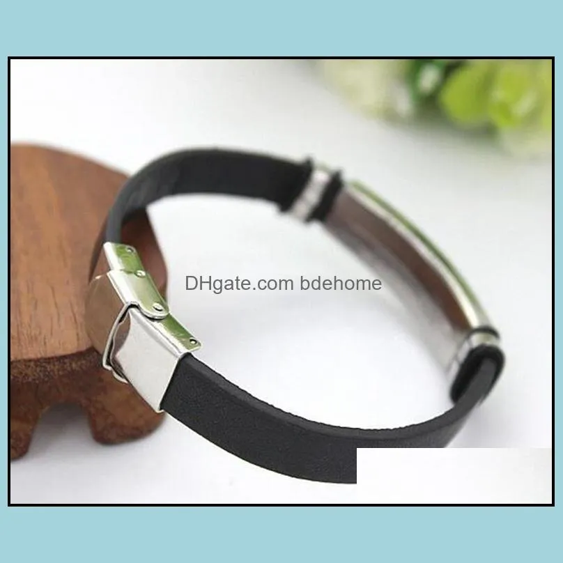 wholesale 12pcs mens leather stainless steel simple vintage bangle bracelets wristabands retro men cuff fashion cool jewelry
