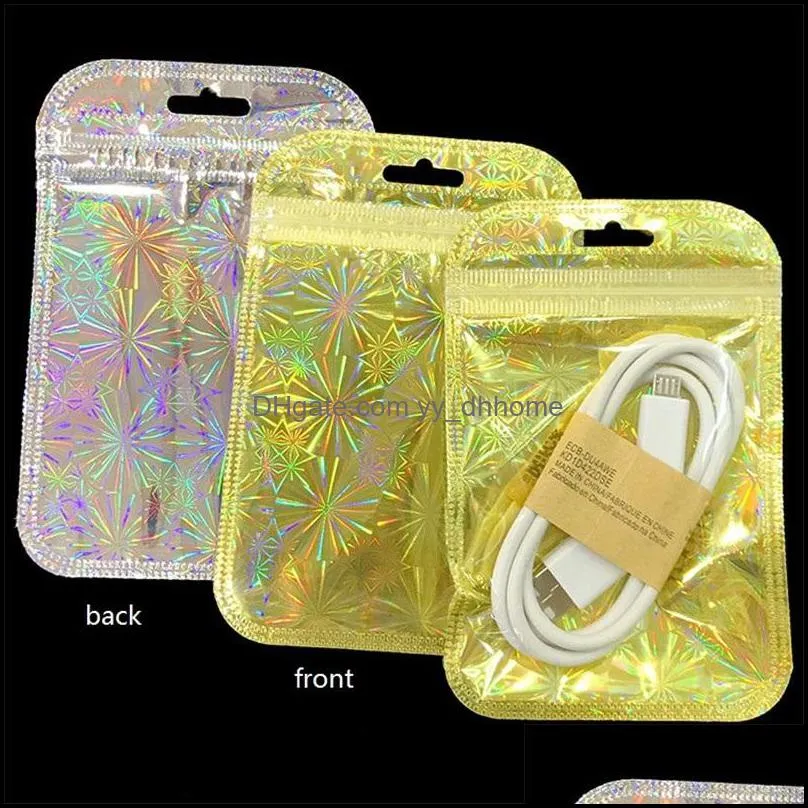 translucent laser pouch bag gold silver plastic packaging bag resealable single packaging bag retail package pouches