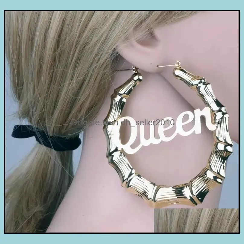 queen babygirl word name joint bamboo hoop earrings gold bamboo ear rings hoops huggie multi styles