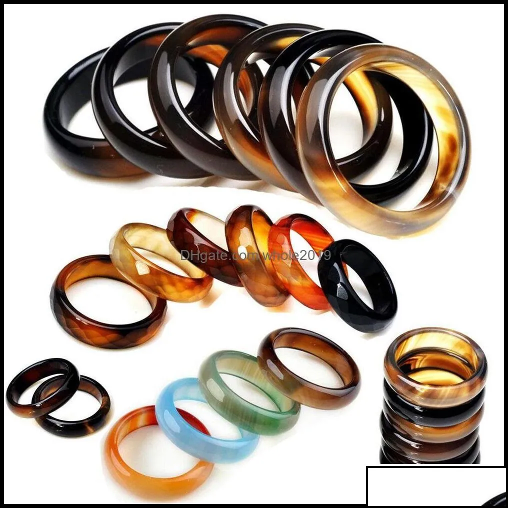 band rings jewelry 100pcs wholesale mixed ring colorf natural agate gemstone 29mm drop delivery 2021 dhsql