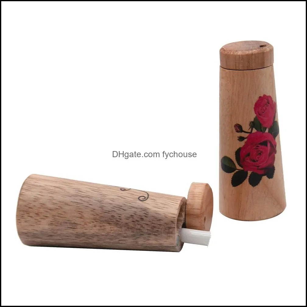 hornet natural wooden wood dugout with one hitter 98mm uv flower style handmade dugout cigarette case tobacco pipe jars