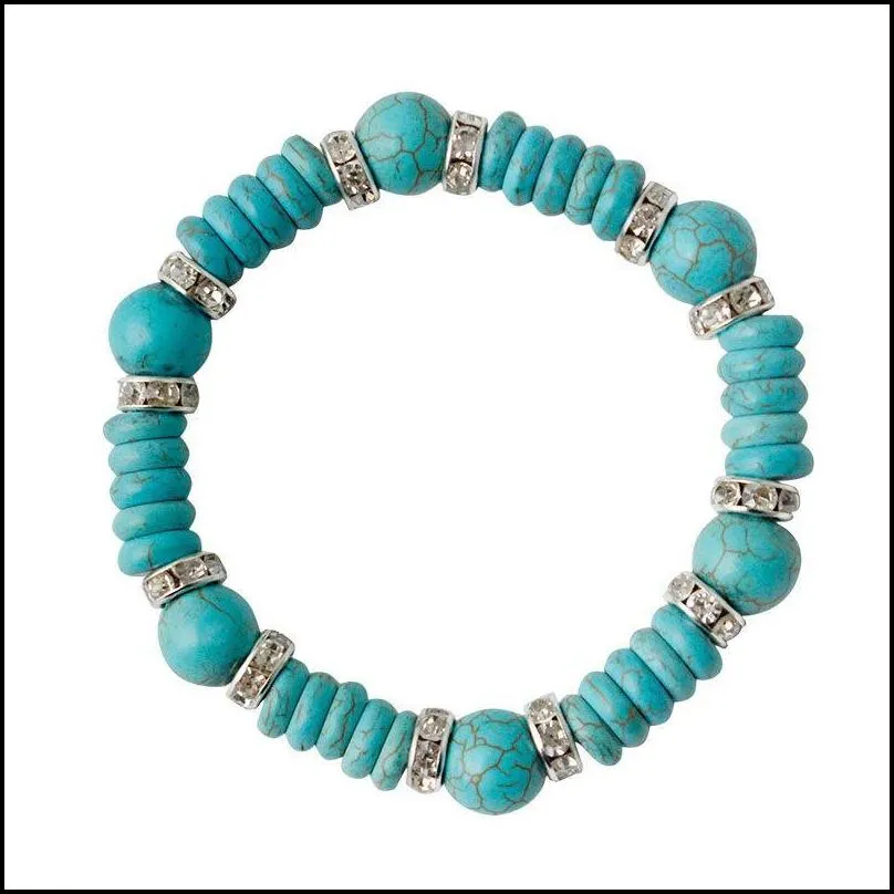 charm bracelets sweet bohemia stylish shiny hand shape turquoise beads charming bracelet handmade accessories bead bracelet