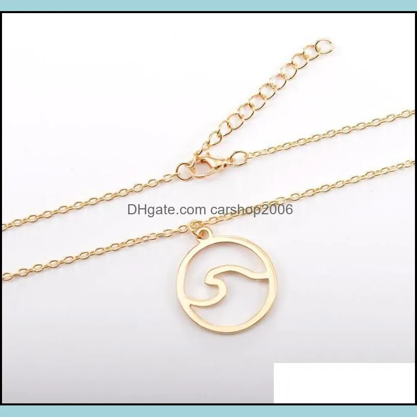 wave necklace for women wholesale nautical jewellry gift ocean silver color jewelry simple beach pendant necklaces