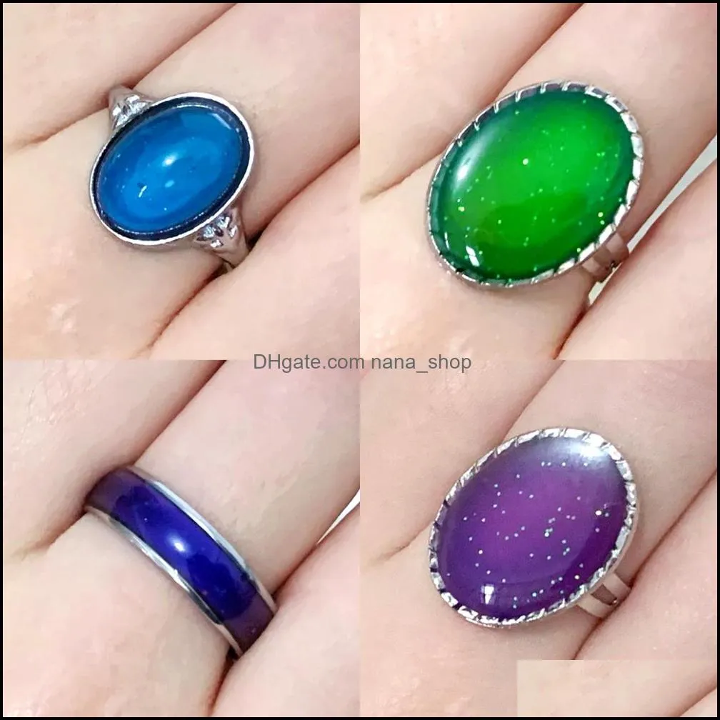 wholesale 36 emotional temperature mood color change gemstone rings mix friend party gifts women men wedding jewelry
