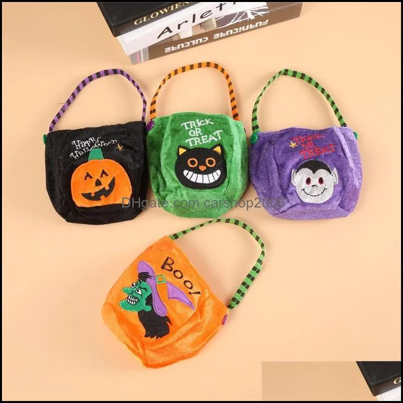 kids halloween candy bags gold velvet pumpkin witches candy bucket halloween trick or treat candy pot party decoration