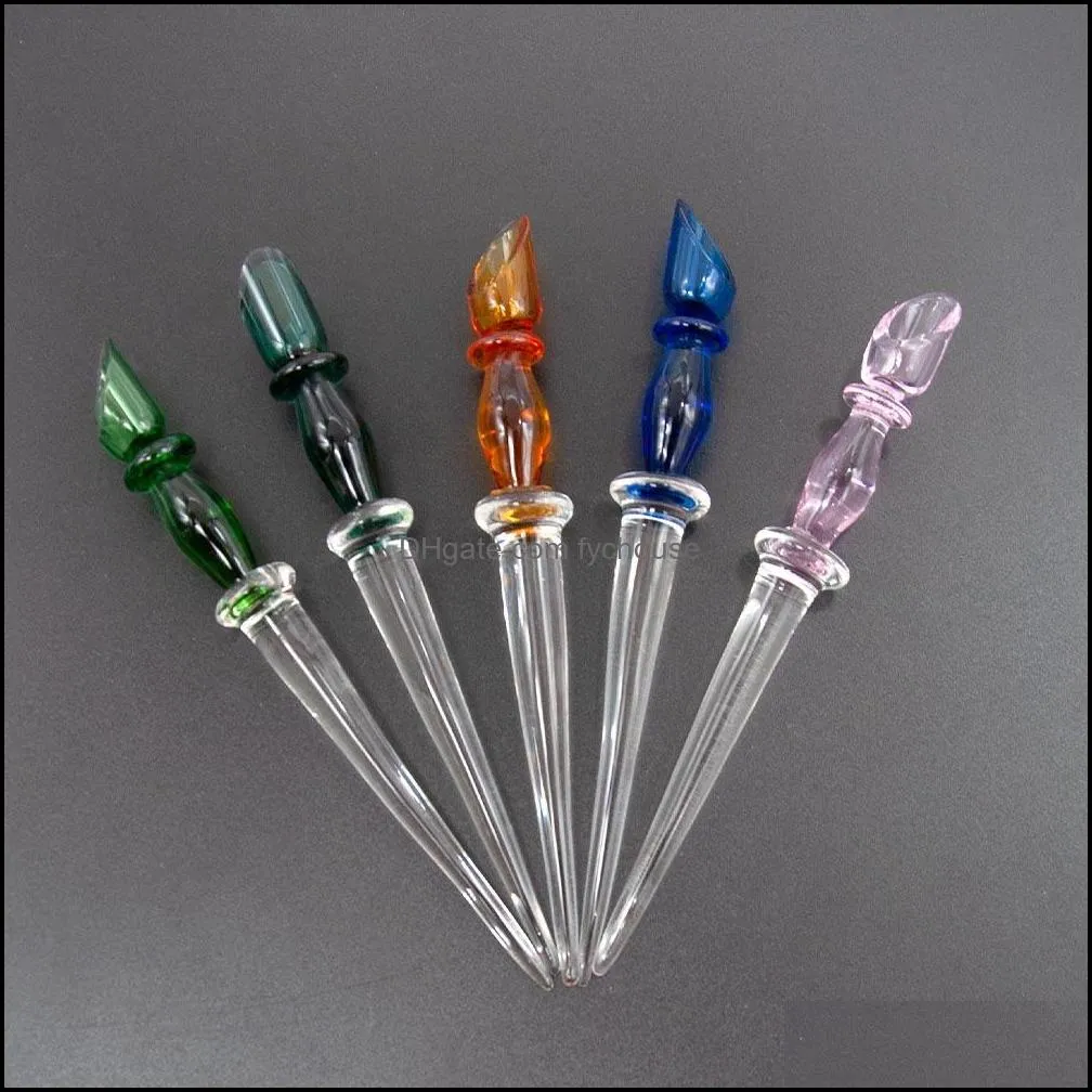 125mm glass dabber tool with wax collecting glass dab tool for quartz banger one to two oil rig dab tools glass bong water pipes