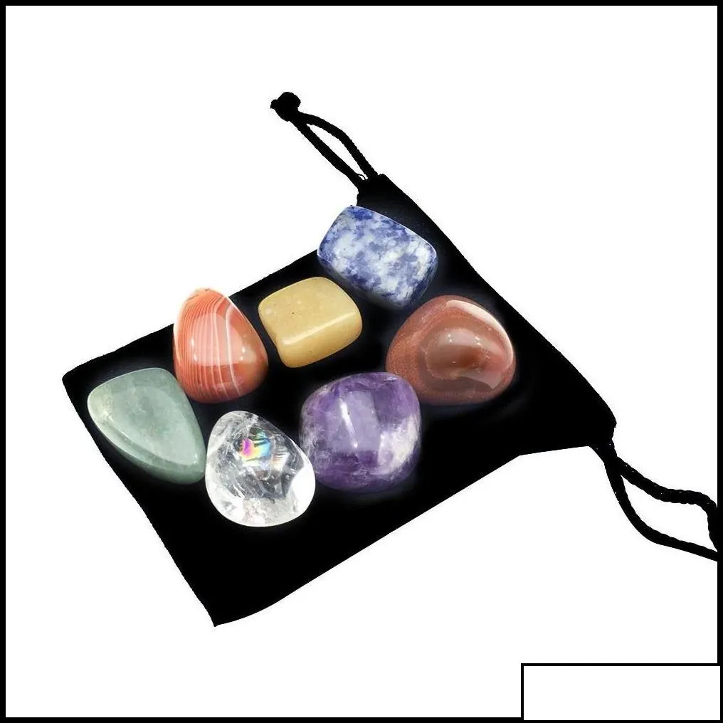 stone irregar seven chakra energy stone combination set natural healing crystal gemstone ornaments decoration gifts bag for children