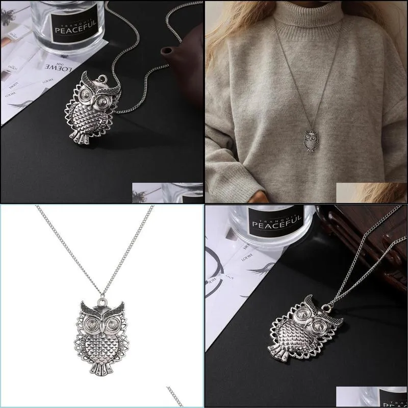 owl necklace vintage hollow cute owl pendant necklace retro hollow carved sweater chain for women long necklaces