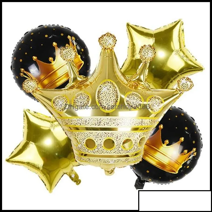 Party Decoration 32Inch Gold Foil Number Balloon Digit Air Ballon Baby Shower Kids Birthday Festival Wedding Anniversary Crown Decor