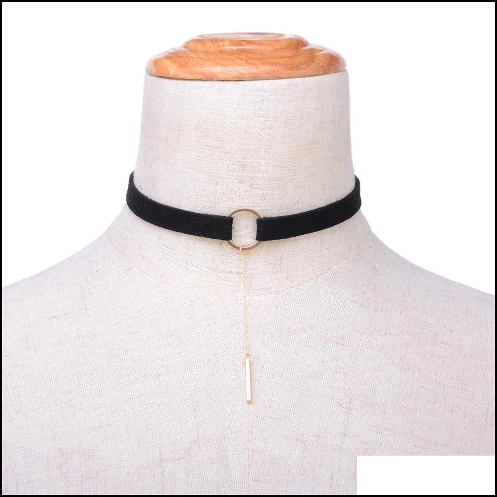 pretty circle necklace decorative of clavicle fashion harajuku simple velvet choker necklace