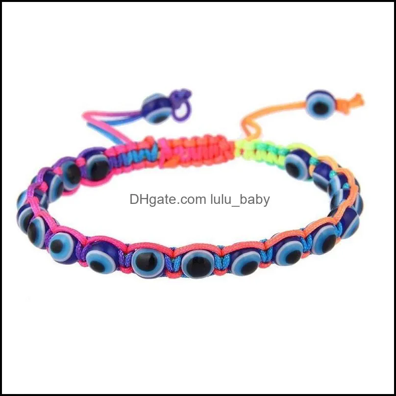 20121 handmade braceletsturkey blue evil eye charm bracelet for women braided string rope fatima beads chain bangle fashion jewelry