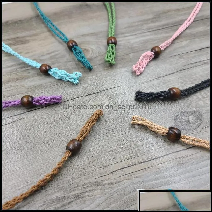 pendant necklaces ecofriendly 100 linen cord bead necklace interchangable rame crystal pendant pouch net c3 drop deliv dhseller2010